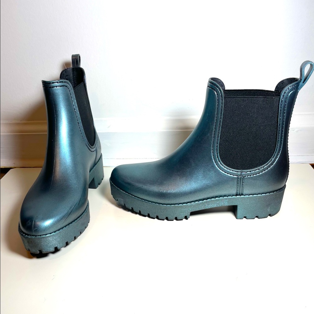 Jeffrey Campbell Blue Metallic Rain Boots size 8.0 - Chelsea